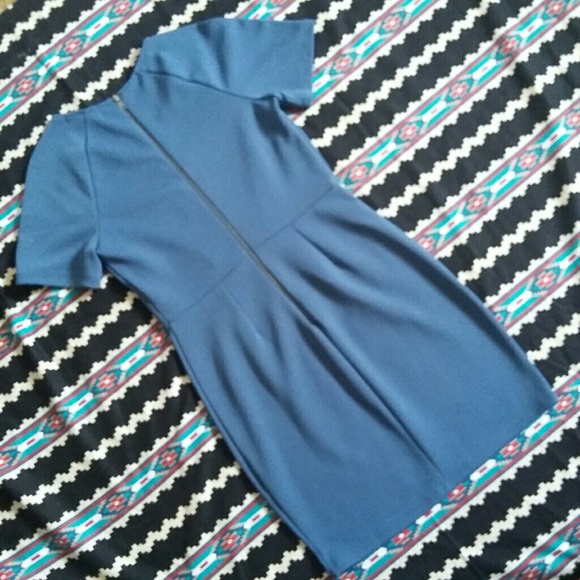 Blue Structured Mini Dress - Picture 3 of 3